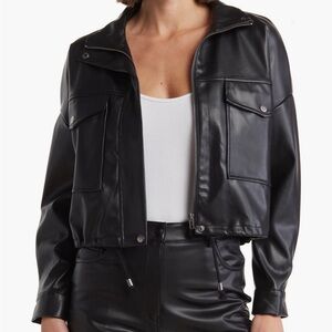 Tahari Black Bomber Jacket